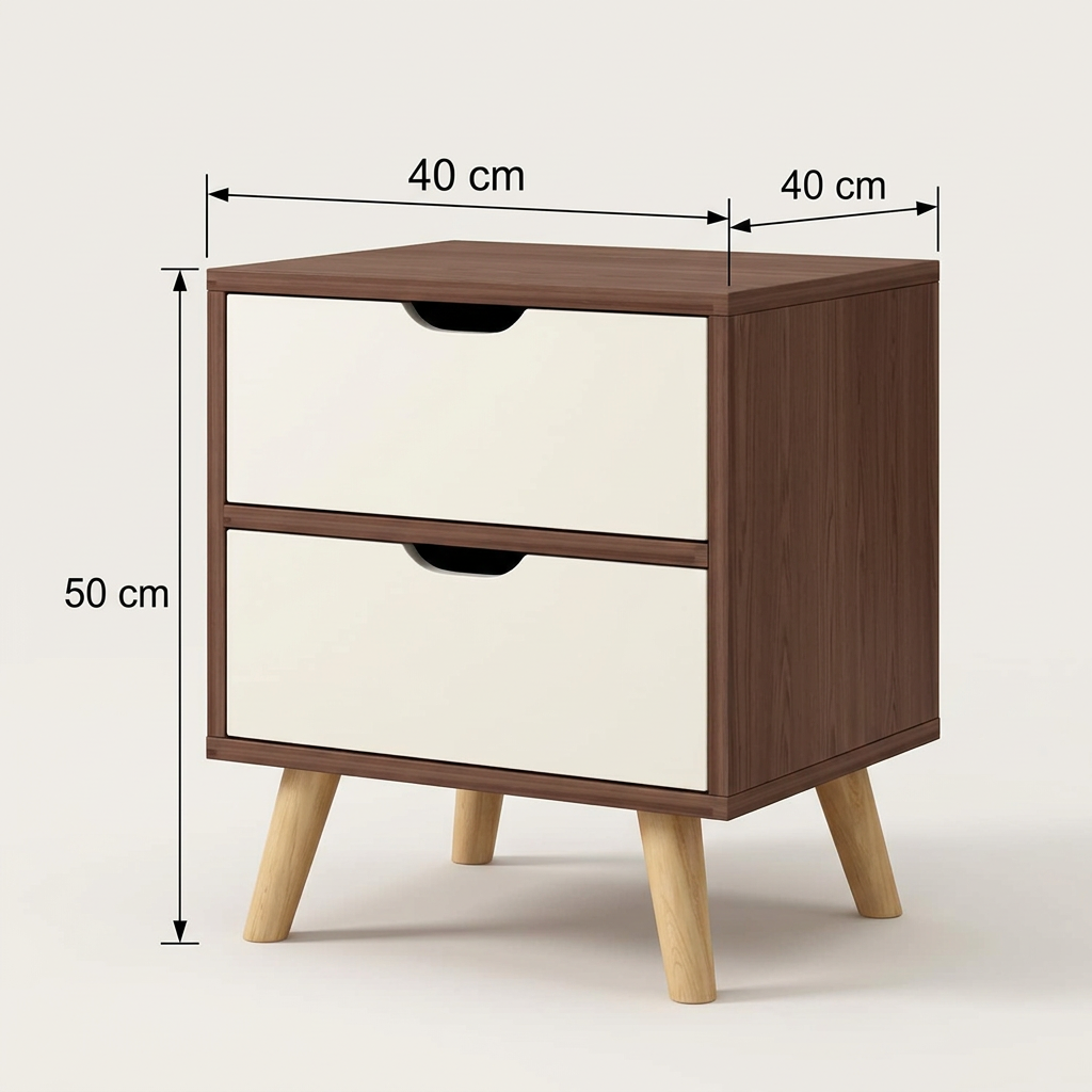 Nightstand co34: width 40 cm, depth 40 cm, total height 50 cm