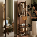 Brown full-length mirror storage unit su1002 front and rear views