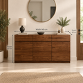 Modern walnut shoe cabinet, width 140 cm, depth 40 cm, height 110 cm