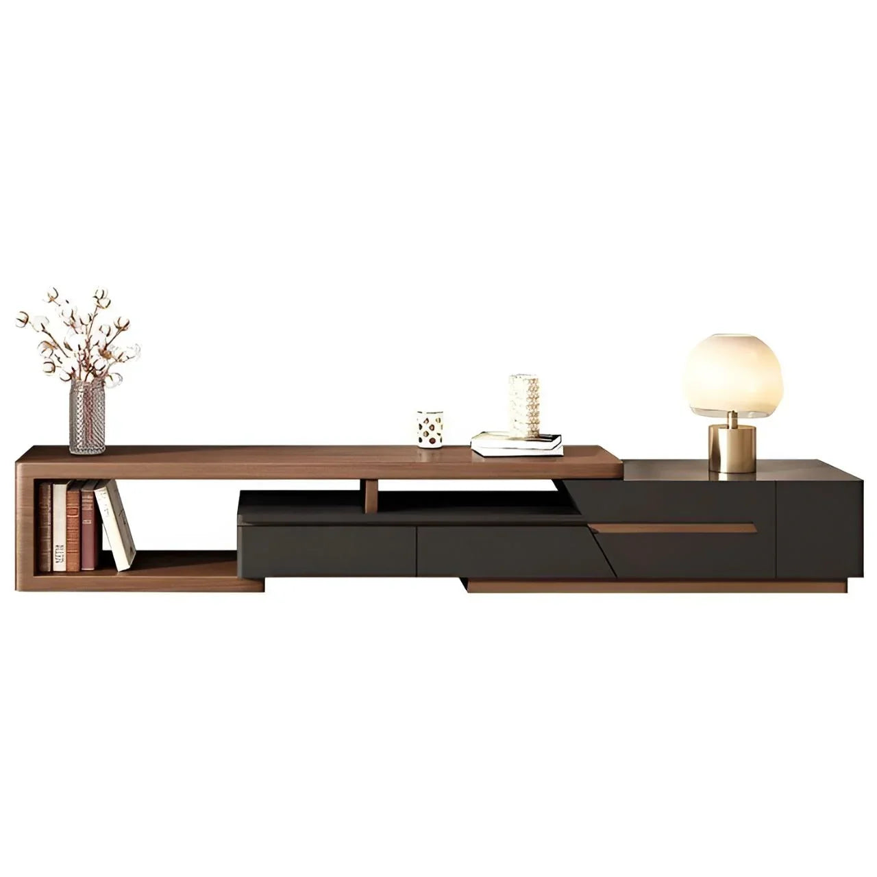Wooden & Black TV Unit – 240 × 40 × 40 cm | TV89