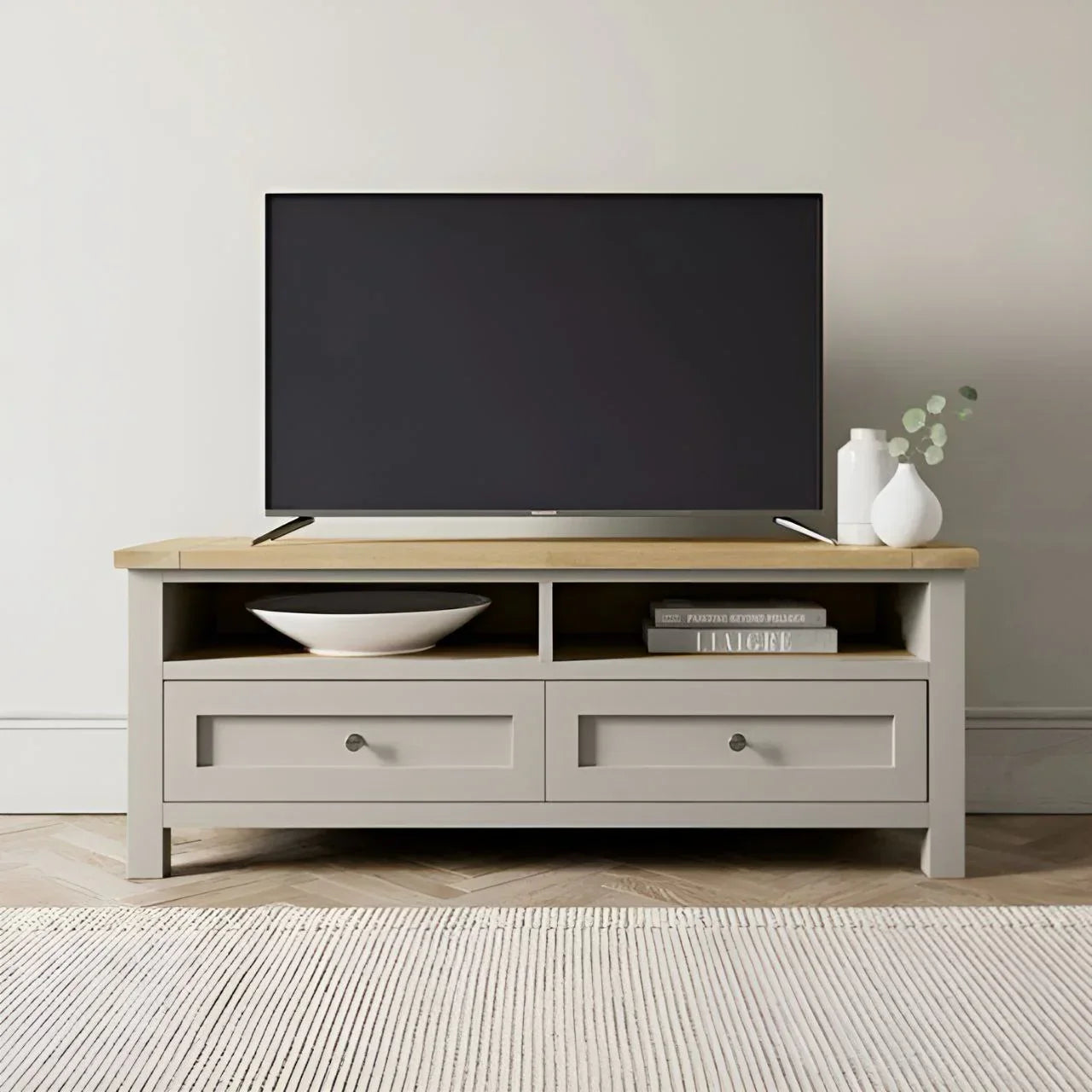 Wooden & Grey TV Unit – 120 × 40 × 40 cm | TV84