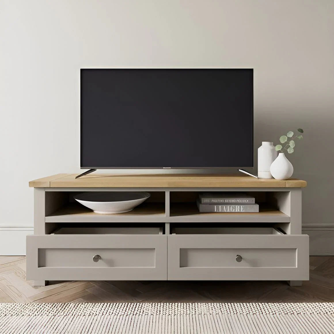Wooden & Grey TV Unit – 120 × 40 × 40 cm | TV84