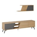 Wooden & Black TV Unit – 160 × 40 × 40 cm | TV81