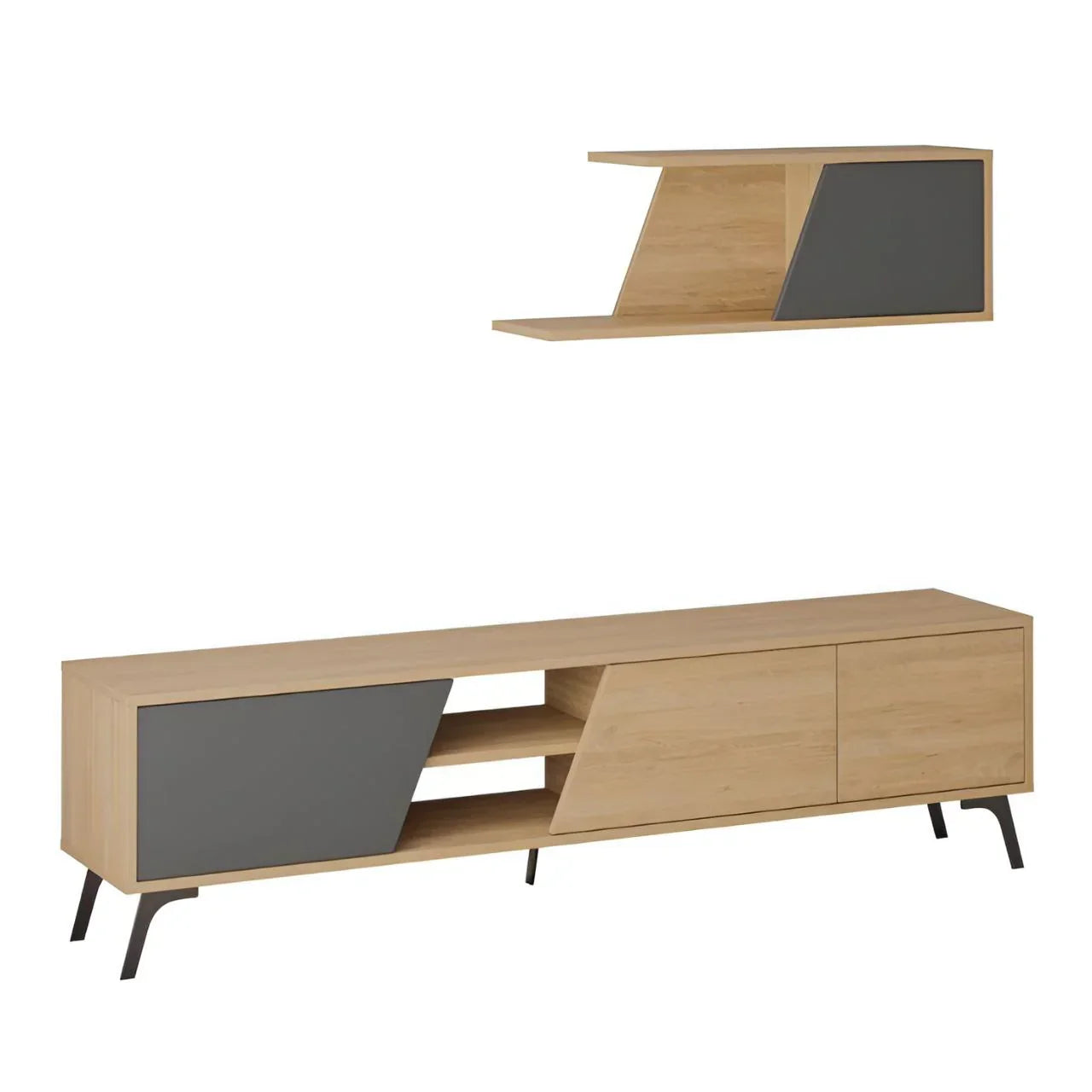 Wooden & Black TV Unit – 160 × 40 × 40 cm | TV81