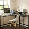 Matte Black Corner/L-Shaped Executive Desk – 120 × 120 × 75 cm | DE37