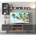 Wooden & Black TV Unit – 160 × 40 × 40 cm | TV82
