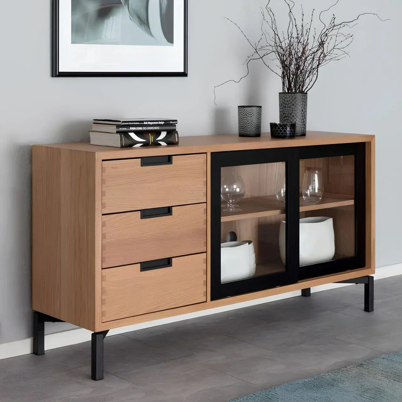 Buffet | Black & Wood | 160 × 40 × 90 cm | BT14