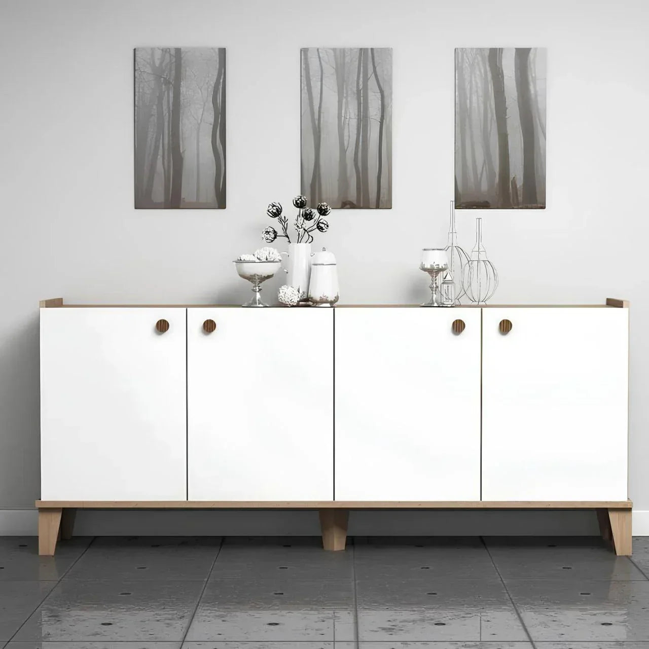 Buffet | White & Wood | 160 × 40 × 90 cm | BT12
