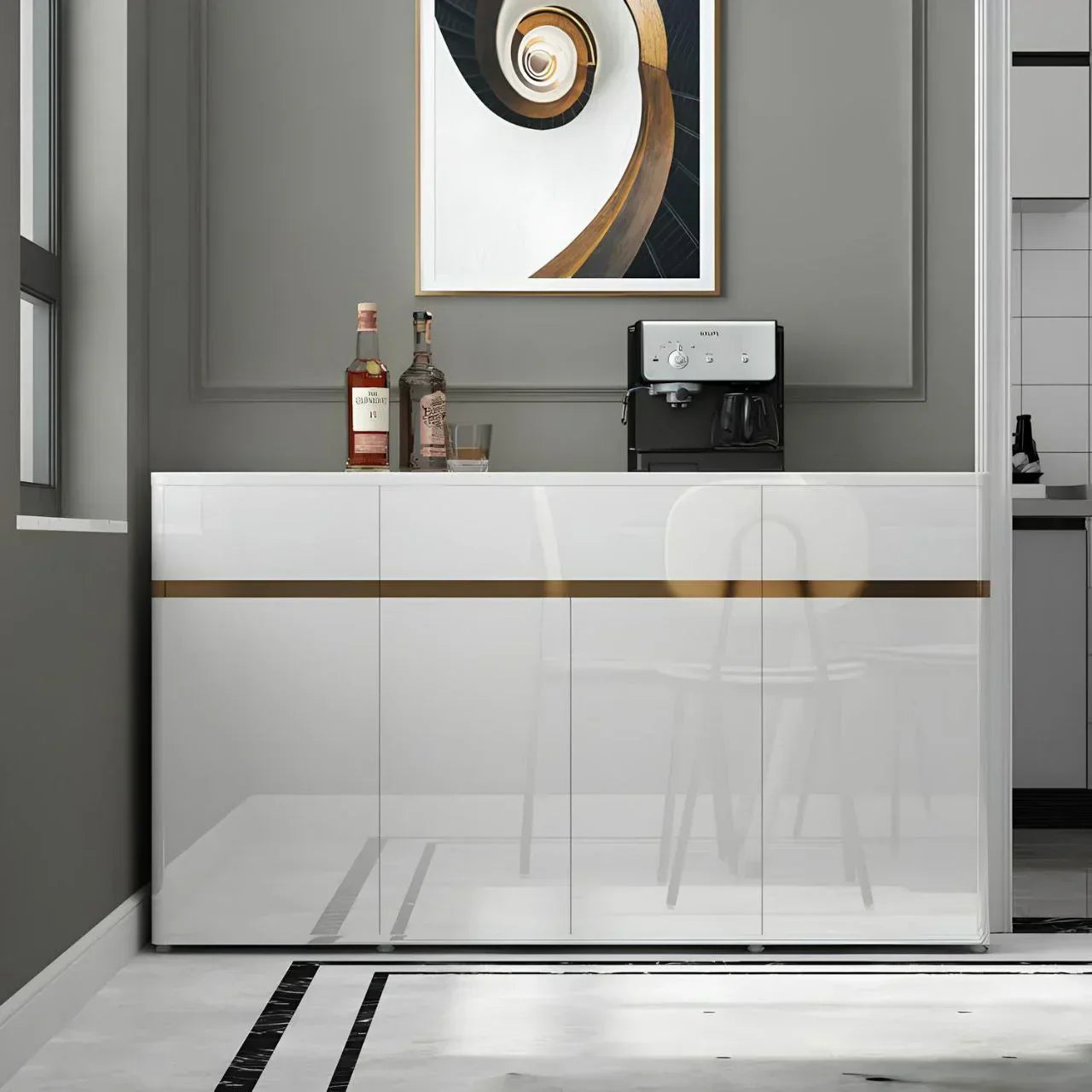 Buffet | Gold Acrylic & White | 160 × 40 × 90 cm | BT16
