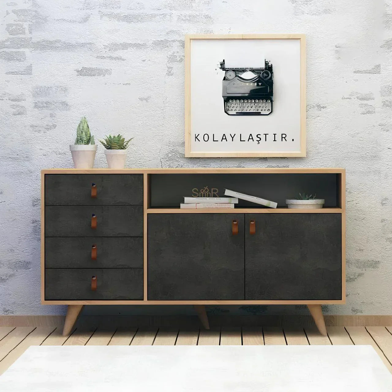 Buffet | Black & Wood | 150 × 40 × 90 cm | BT39
