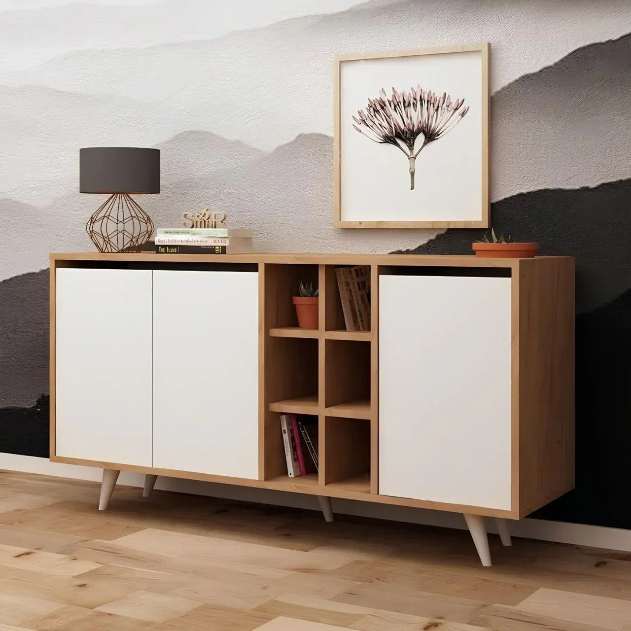 Buffet | White & Wood | 150 × 40 × 90 cm | BT6