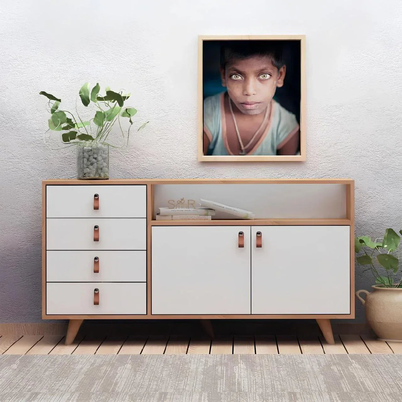 Buffet | White & Wood | 150 × 40 × 90 cm | BT4