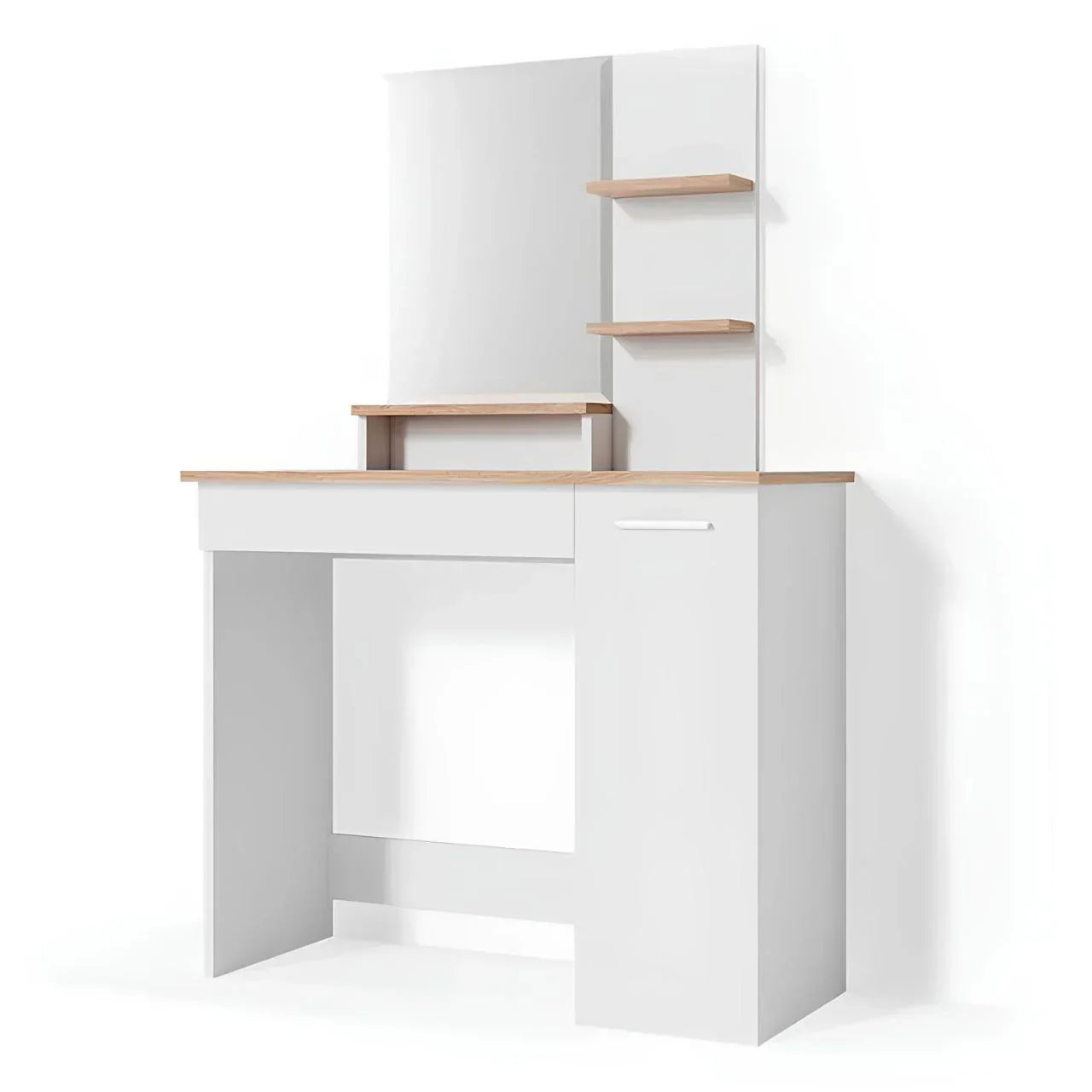 طاولة زينة | بيضاء وخشبية | ١١٠ × ٩٠ × ٤٠ | DT ٣٣