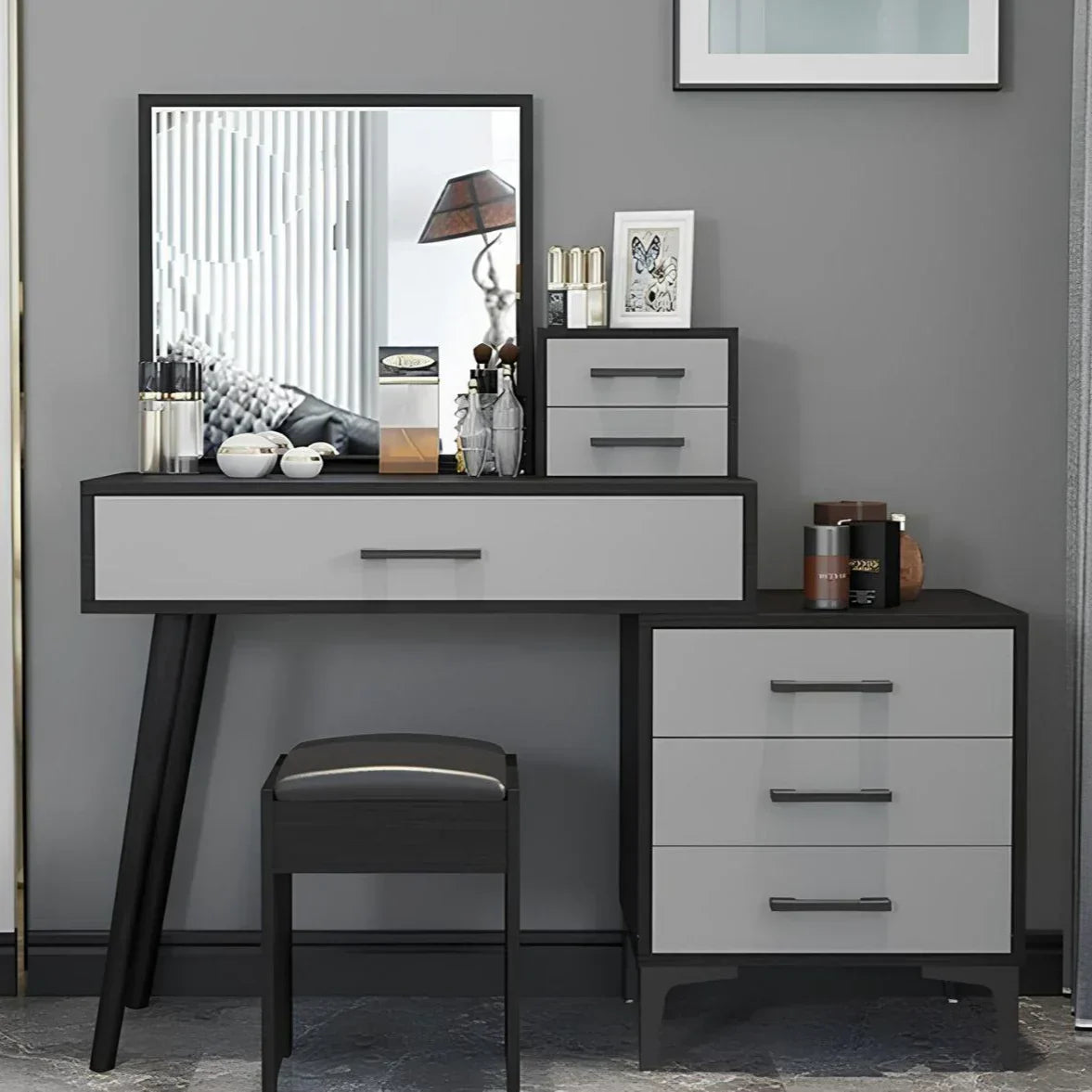 Dressing Table | Grey & Black | 140 x 120 x 40 cm | DT28