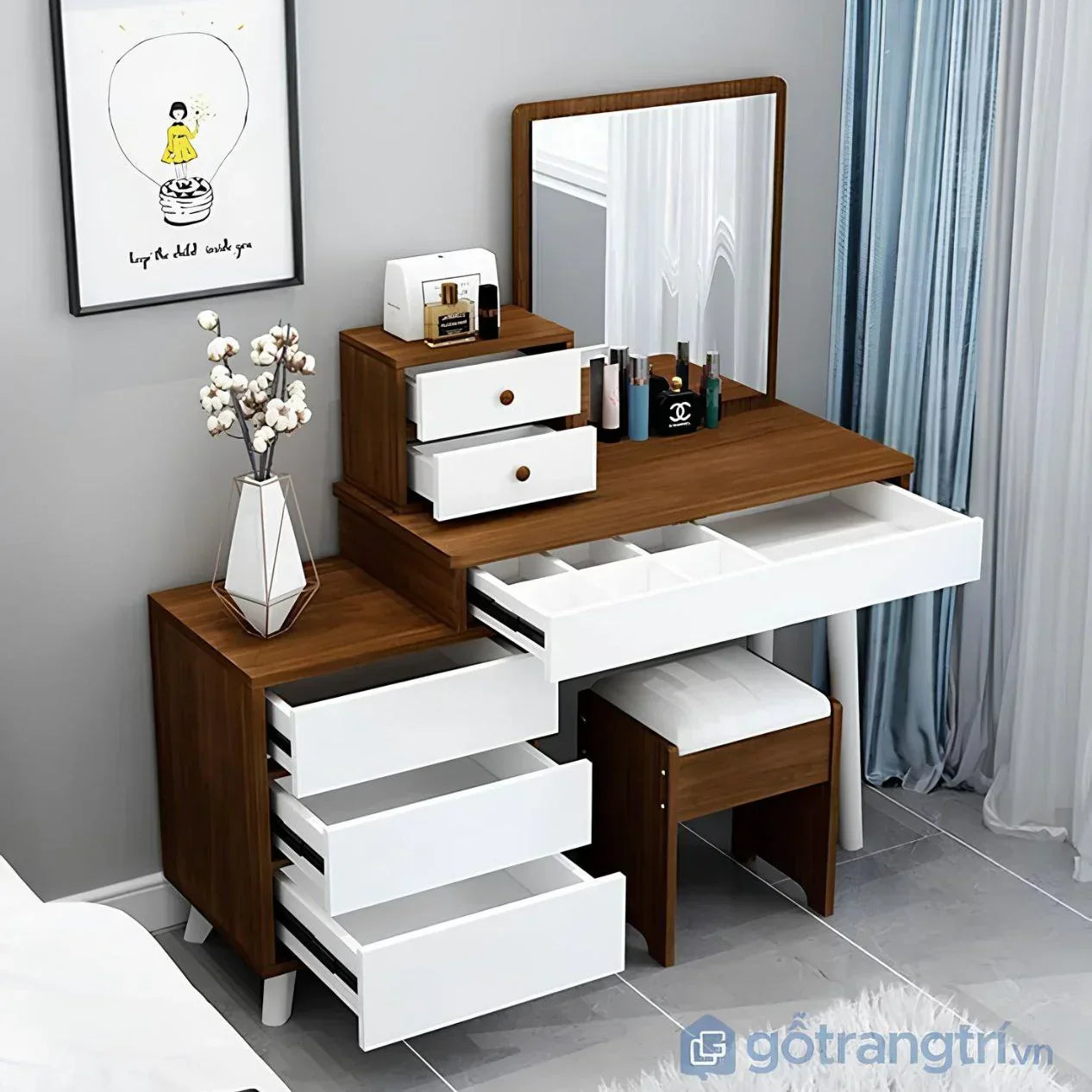 Dressing Table | White & Brown | 120 x 150 x 40 cm | DT18