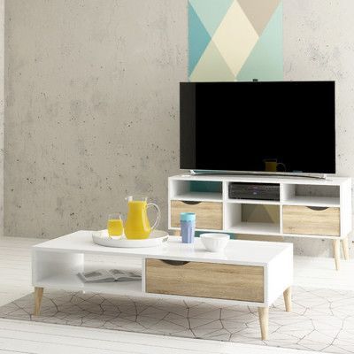 White & Wood Living Room Set – 120 × 40 × 40 cm | SET13