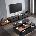 Modern Executive Living Room Set (TV Console & Coffee Table) – Royal Black & Warm Walnut | SET38