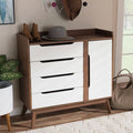 MDF Shoe Cabinet – White & Brown | SU11 | 90 × 40 × 110 cm