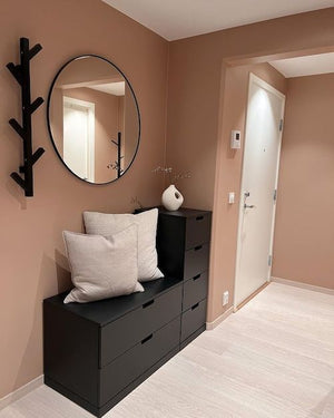 Modern black shoe cabinet with drawers