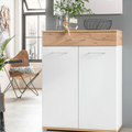 Shoe Cabinet | White & Wood | 80 x 40 x 120 cm | SU61