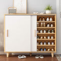 Shoe Cabinet | White & Wood | 120 x 40 x 100 cm | SU73