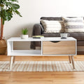 Rectangular Table TA12 | White & Wood | 100 × 50 × 40 cm – MDF