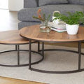Nested Round Table Set TA33 | Black & Wood | MDF (Diameter 80 & 50 cm)