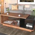 Rectangular Table TA65 | Wood & Black | 100 × 50 × 40 cm – MDF