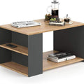 Rectangular Table TA67 | Wood & Black | 80 × 60 × 40 cm – MDF