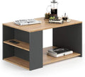 طاولة مستطيلة TA67 لون خشبي وأسود – MDF مقاس 80×60×40 سم