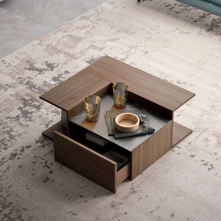 Square Table TA70 | Brown | 80 × 80 × 40 cm – MDF