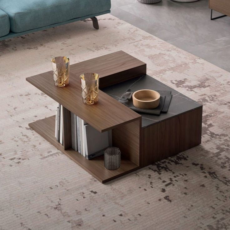 Square Table TA73 | Brown & Black | 80 × 80 × 40 cm – MDF