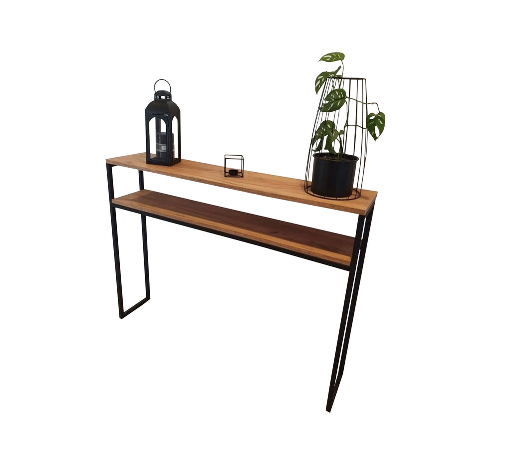 كونسول مودرن KT104 أسود × بني 100×30×90 سم – استيل × رخام